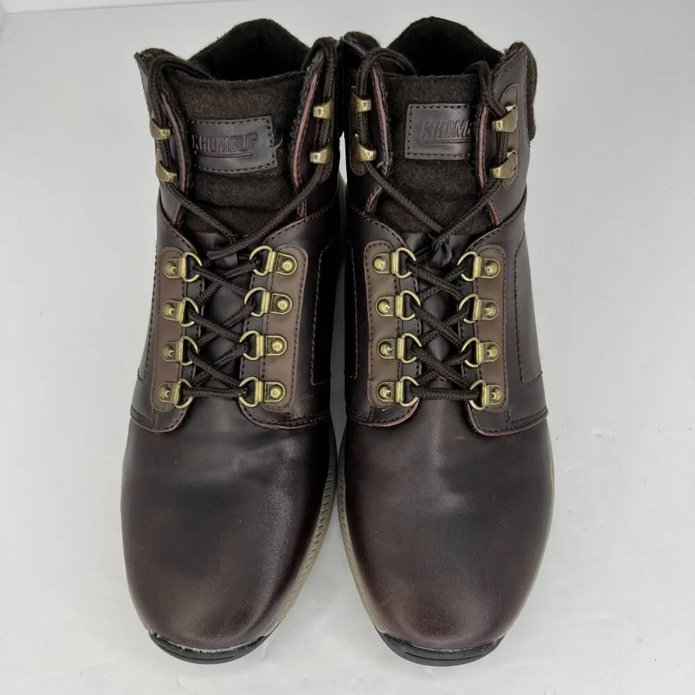 Khombu Mens 1323899 Nick Brown Leather Lace Up Ankle Size 9 M Hiking Boots